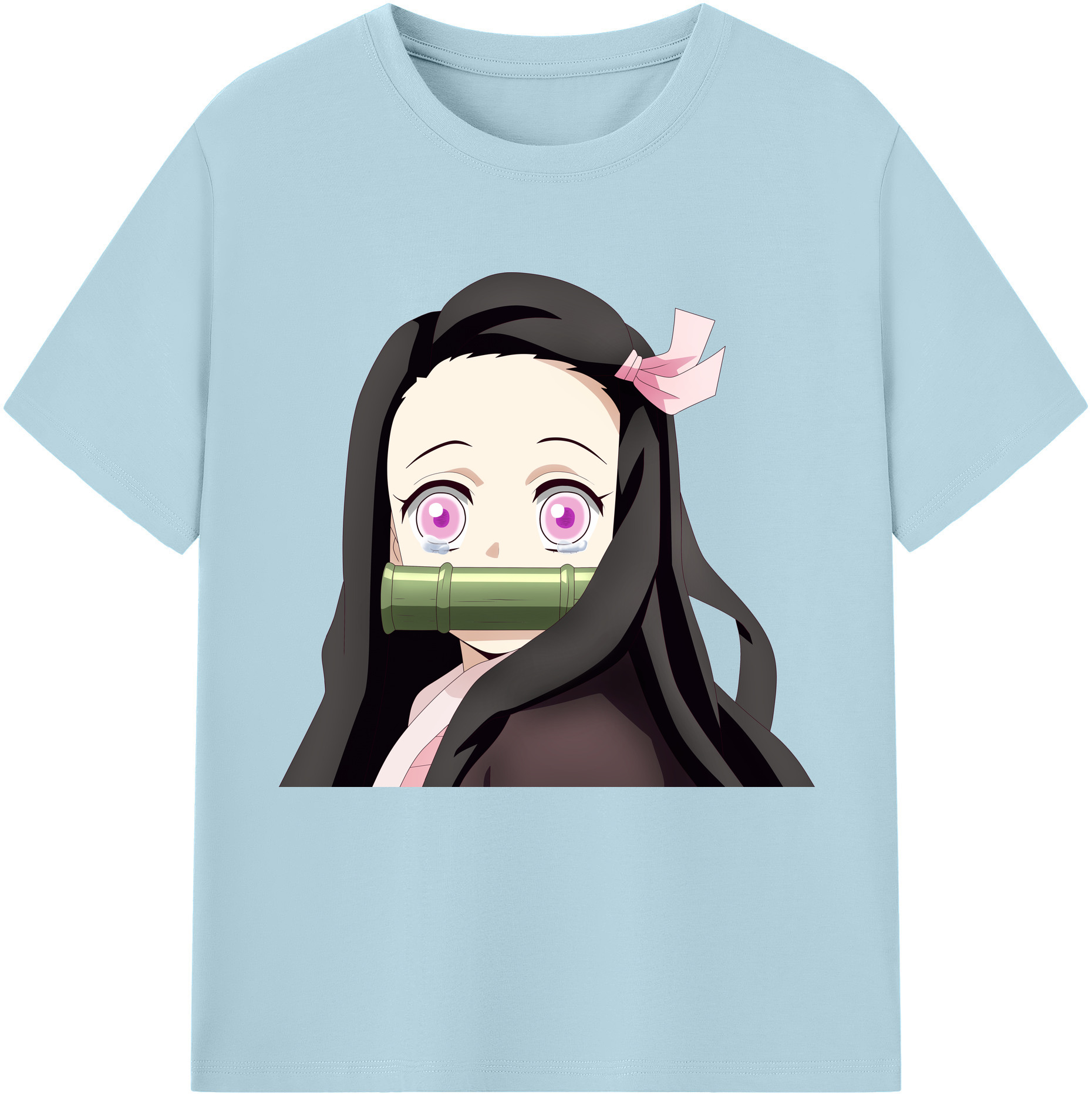 （画像用） 鬼滅の刃（きめつのやいば）竈門 禰󠄀豆子／かまど ねずこ Kamado Nezuko 綿100％半袖Tシャツ（フロントプリント）